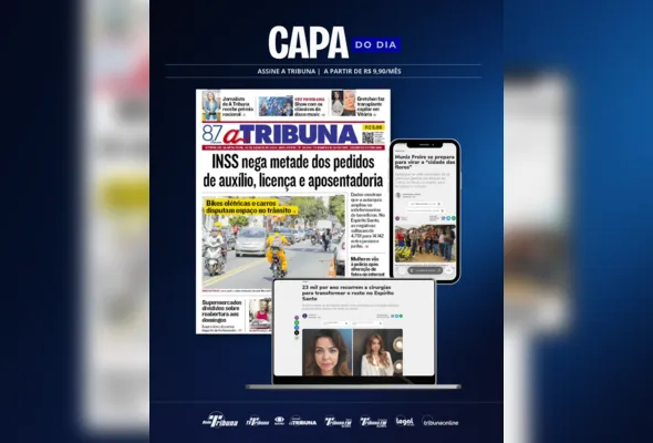 Imagem ilustrativa da imagem Confira os destaques do jornal A Tribuna desta quarta-feira