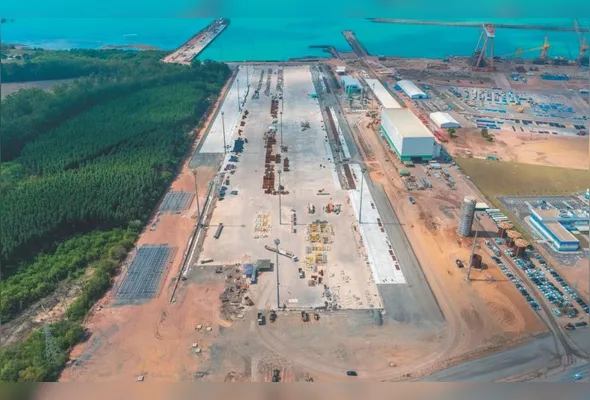 Obras no Porto da Imetame, em Aracruz: operações de contêineres em plena capacidade deve se iniciar em 2028