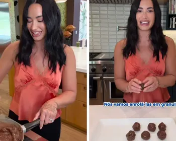 Imagem ilustrativa da imagem Demi Lovato troca microfone por panela e ensina receita de doce brasileiro