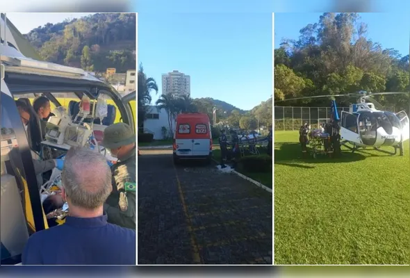 Criança foi transferida por helicóptero do Notar