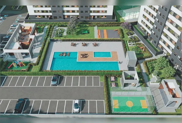 Giardino Florença, na Serra, é um dos empreendimentos da MRV e conta com piscinas e quadra de esportes