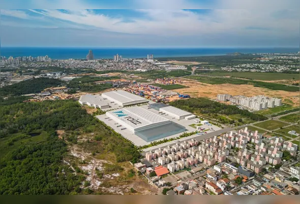 Imagem com projeção do Raizz Vila Velha, que terá área construída total de 88,5 mil metros quadrados divididos em quatro galpões na Darly Santos