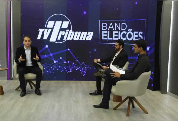 Candidato ao governo Lorenzo Pazolini é entrevistado por George Bitti e Eduardo Maia