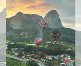 Imagem ilustrativa da imagem Espetáculo com 6 balões no céu de Pedra Azul