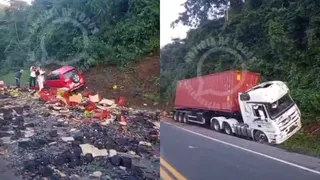 Imagem ilustrativa da imagem Acidente entre carreta, caminhão e carro causa morte e interdita BR-101 no ES
