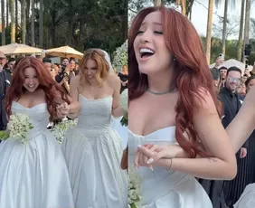 Imagem ilustrativa da imagem Cantora Mari Fernandez se casa com Júlia Ribeiro em São Paulo