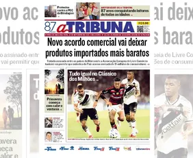 Imagem ilustrativa da imagem Confira os destaques do jornal A Tribuna desta segunda-feira