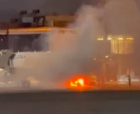 Imagem ilustrativa da imagem Avião da Latam é evacuado em Guarulhos após fogo em esteira de bagagens