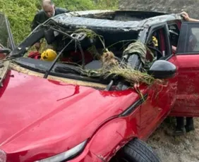 Imagem ilustrativa da imagem Bebê e casal de estrangeiros morrem após carro ser arrastado por enxurrada