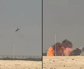 Imagem ilustrativa da imagem Caça da Índia cai durante show aéreo em Dubai; piloto morre