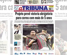 Imagem ilustrativa da imagem Confira os destaques do jornal A Tribuna desta segunda-feira