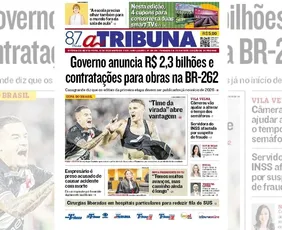 Imagem ilustrativa da imagem Confira os destaques do jornal A Tribuna desta sexta-feira