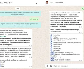 Imagem ilustrativa da imagem Denúncias anônimas agora podem ser feitas via WhatsApp no ES; saiba como funciona