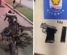 Imagem ilustrativa da imagem Dupla armada é presa com moto roubada na orla de Vitória