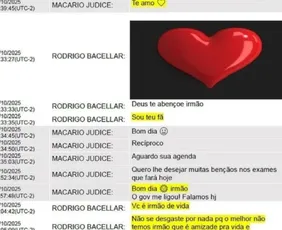 Imagem ilustrativa da imagem PF cita 'declarações efusivas de carinho' entre desembargador capixaba e Bacellar