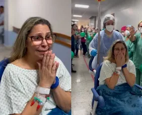 Imagem ilustrativa da imagem Técnica de enfermagem sai da UTI e recebe homenagem no Santa Rita