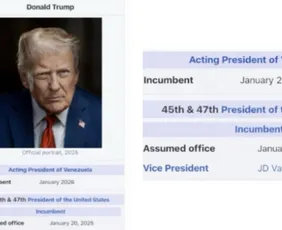 Imagem ilustrativa da imagem Trump publica montagem em que aparece como 'presidente interino' da Venezuela