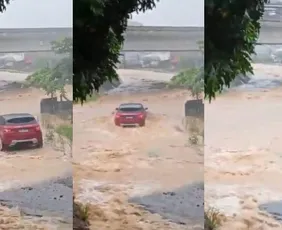 Imagem ilustrativa da imagem VÍDEO: Bebê e casal morrem após carro ser arrastado por correnteza em SC