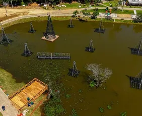 Imagem ilustrativa da imagem Vila de Natal em Cariacica terá deck sobre lago para fotos de árvores flutuantes