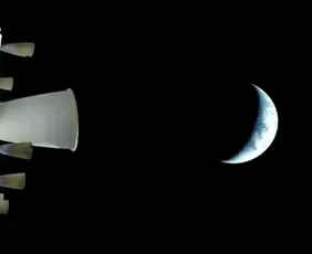 Imagem ilustrativa da imagem A caminho da Lua, Artemis já está mais perto do satélite do que da Terra