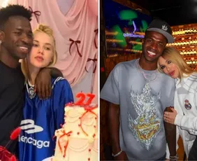 Imagem ilustrativa da imagem Cara fechada de Virginia em festa surpresa reforça rumor de crise com Vini Jr.