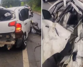 Imagem ilustrativa da imagem Homem morre e mulher fica ferida após carro rodar e colidir com pedra no Sul do ES