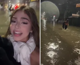 Imagem ilustrativa da imagem Melody fica presa em enchente no Rio e brinca: 'cadê o jetski?'