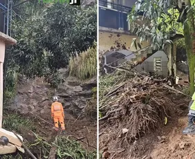 Imagem ilustrativa da imagem Mulher é soterrada e sai dos escombros sozinha após deslizamento em MG