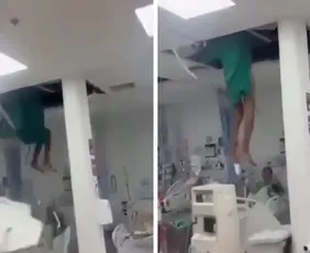 Imagem ilustrativa da imagem Paciente em surto tenta fugir por tubulação de hospital e cai do teto no Rio