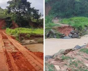 Imagem ilustrativa da imagem Professora atravessa rio a pé após destruição de ponte para não faltar aula no ES