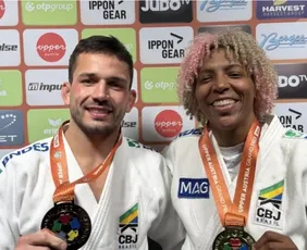 Imagem ilustrativa da imagem Rafaela Silva é ouro e Cargnin bronze no Grand Prix de judô da Áustria