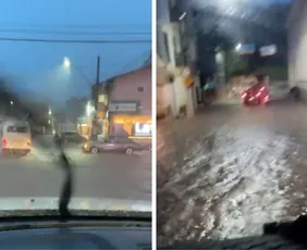Imagem ilustrativa da imagem Temporal alaga ruas de Santa Teresa e causa transtornos na Região Serrana