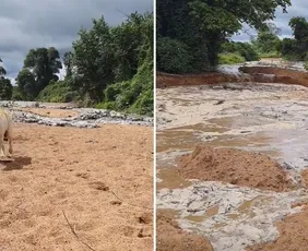 Imagem ilustrativa da imagem VÍDEO | Influencer registra momento em que água volta a correr em rio após seca
