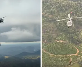 Imagem ilustrativa da imagem VÍDEO | Parapentista é resgatado de helicóptero em área de difícil acesso no ES