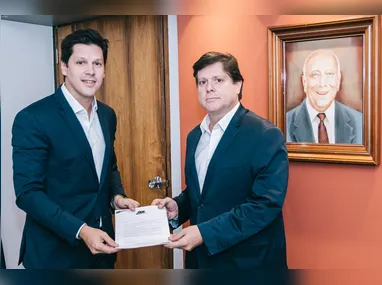 Sergio Meneguelli junto de Renzo Vasconcelos e Gilberto Kassab