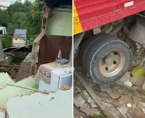Imagem ilustrativa da imagem VÍDEO | Caminhão desgovernado atinge casa e provoca desabamento no Norte do ES