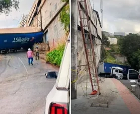 Imagem ilustrativa da imagem Carreta falha ao subir ladeira e interdita rua de Cariacica