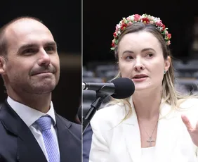 Imagem ilustrativa da imagem Eduardo Bolsonaro defende Júlia Zanatta para vice em chapa de Flávio