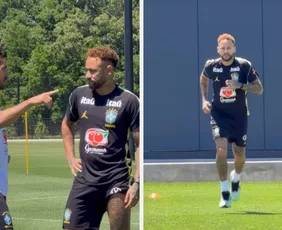 Imagem ilustrativa da imagem Neymar treina no campo pela primeira vez com a seleção nos EUA