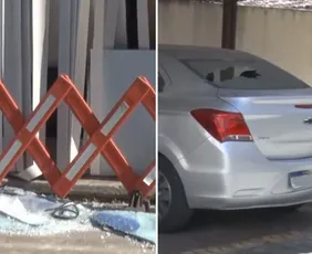 Imagem ilustrativa da imagem Suspeito bate em 7 veículos, agride síndico e quebra fachada de prefeitura