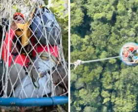 Imagem ilustrativa da imagem VÍDEO I NOTAER resgata trio preso no 'Frade e a Freira' após via de rapel destruída