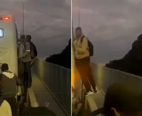 Imagem ilustrativa da imagem VÍDEO: ônibus dá pane na 3ª Ponte e passageiros usam mureta para descer do coletivo