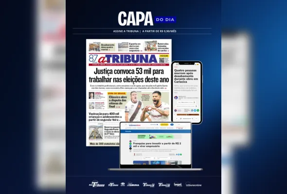 Imagem ilustrativa da imagem Confira os destaques do jornal A Tribuna deste sábado