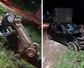 Imagem ilustrativa da imagem Suspeitos roubam carro de motorista de aplicativo, capotam veículo e são presos