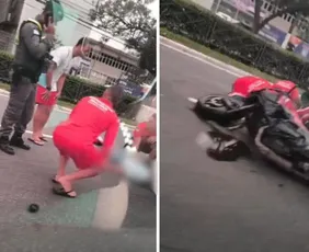 Imagem ilustrativa da imagem Acidente entre moto e carro complica trânsito na Av. Beira Mar em Vitória