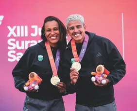 Imagem ilustrativa da imagem Capixaba “Garça” é ouro no remo de praia nos Jogos Sul-Americanos na Argentina