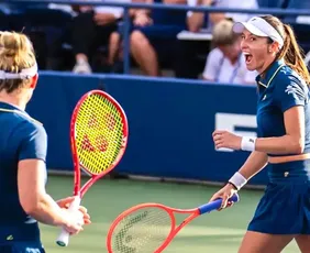 Imagem ilustrativa da imagem De olho na liderança: dupla de Stefani vence estreia no WTA de Wuhan