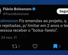 Imagem ilustrativa da imagem Flávio apaga posts em que chamava Bolsa Família de “bolsa-farelo”