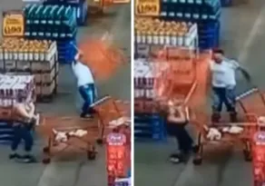 Imagem ilustrativa da imagem VÍDEO | Homem arremessa carrinho de supermercado na cabeça de mulher