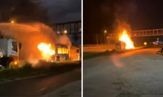 Imagem ilustrativa da imagem Van de banda de forró pega fogo após acidente na Bahia